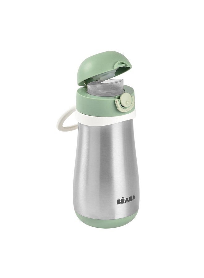 BEABA Kids Stainless Steel Water Bottle, Baby To Toddler Insulated Water Bottle, Close Top On The Go Kids Water Bottle, Toddler Thermos Water Bottle (Sage) - Image 3