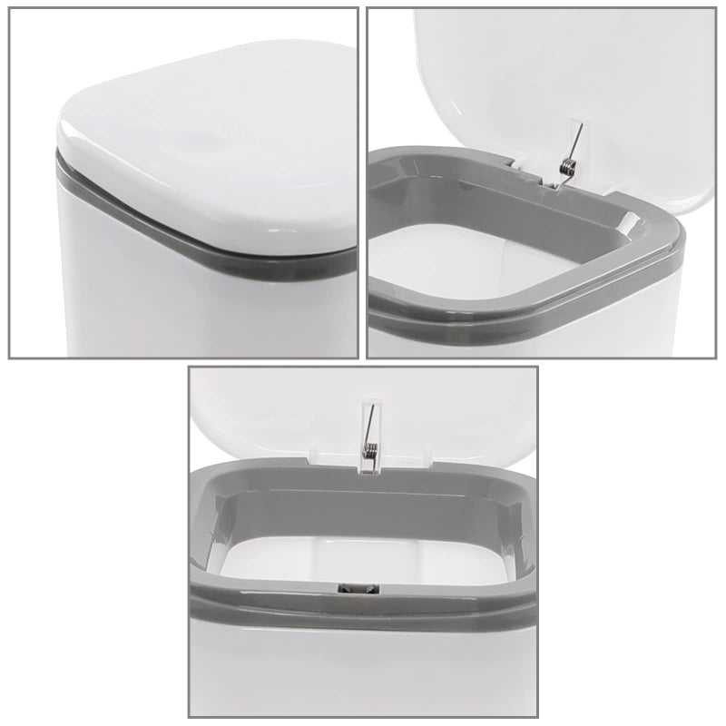 Hommp 0.5 Gallon Tiny Countertop Trash Can, Mini Desktop Garbage Can with Push-Button, White - Image 3