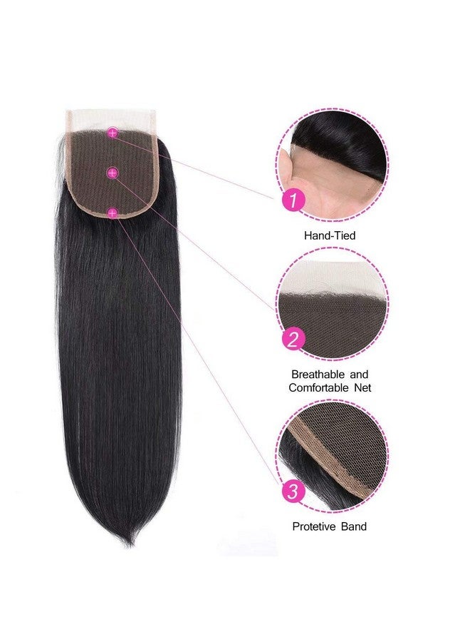 Rebasar Straight Lace Closure Human Hair 4X4 Hd Lace Closure 10 Inch Unprocessed Brazilian Virgin Hair Lace Frontal Free Part Closure 100% Human Hair Extensions For Black Women Pre Plucked Natural Black - Image 5