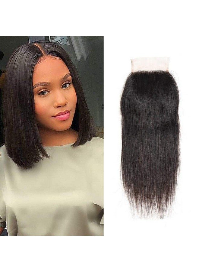 Rebasar Straight Lace Closure Human Hair 4X4 Hd Lace Closure 10 Inch Unprocessed Brazilian Virgin Hair Lace Frontal Free Part Closure 100% Human Hair Extensions For Black Women Pre Plucked Natural Black - Image 2