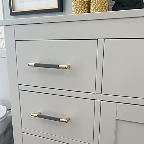 Gutuwellea 12 Pack 3 3/4 Inch 96 mm Gold and Grey Cabinet Handles Cabinet Pulls Aluminum Handles Knurled Drawer Pulls Oxidation Finish with Diamond Pattern 5" Length (3.75" Hole Center) - Image 2