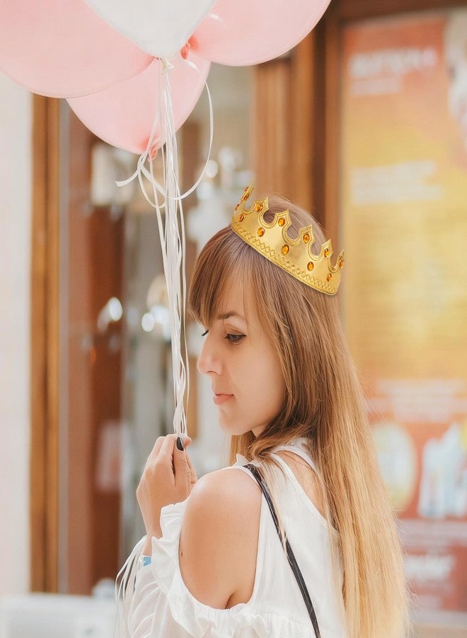 Aysatogc 2 Pcs Birthday King Crowns, Prince Golden King Crown Adjustable Costume Crowns with Gems for Birthday Party, Photo Props Halloween Crown - Image 4