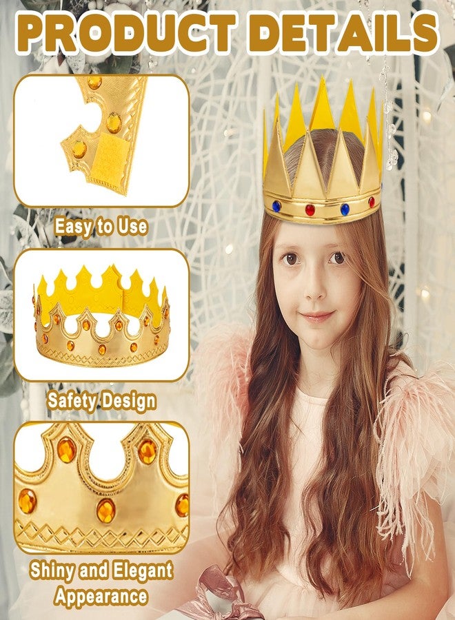 Aysatogc 2 Pcs Birthday King Crowns, Prince Golden King Crown Adjustable Costume Crowns with Gems for Birthday Party, Photo Props Halloween Crown - Image 3