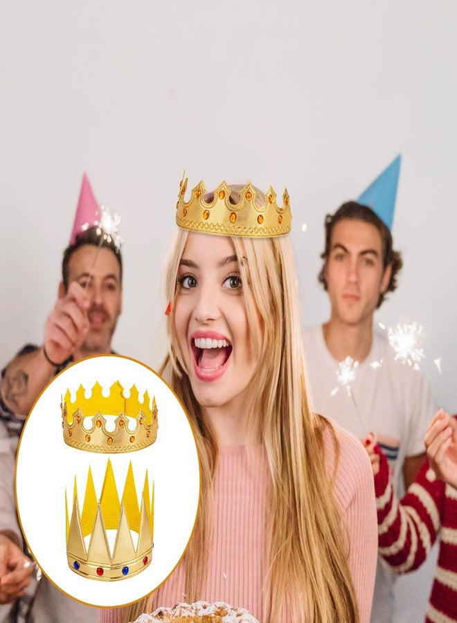 Aysatogc 2 Pcs Birthday King Crowns, Prince Golden King Crown Adjustable Costume Crowns with Gems for Birthday Party, Photo Props Halloween Crown - Image 5