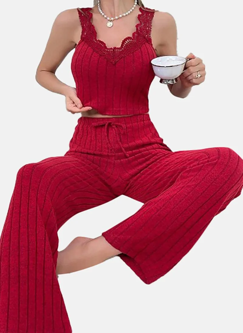 YUNIQEE Red Solid Pyjamas & Top