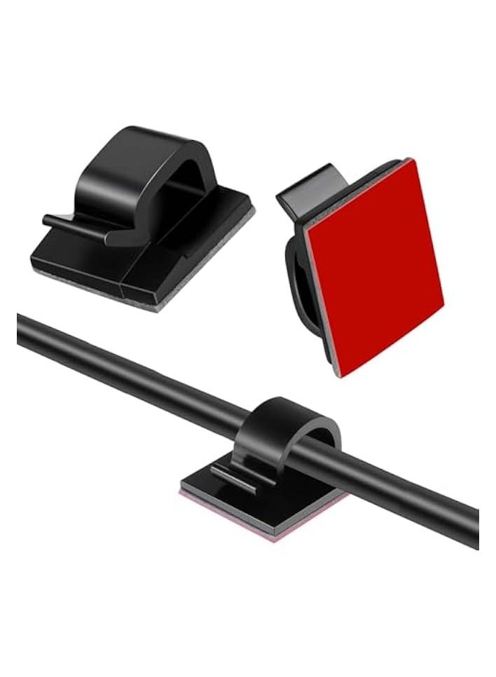 erorex 50 Adhesive Clips for Strong Wire Hold Cable Management, Strong Cord Clips Wire Holders for The Wall, Under Desk, Christmas Lights, Car - Image 1