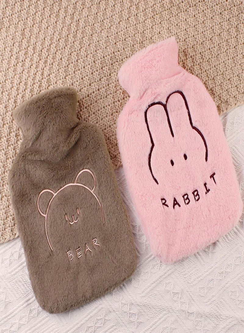 GGOOT Hot Water Bottle with Cover, Hot Water Bottle Bag for Hot and Cold Compress, Menstrual Cramps, rubber Hot Water Bottle for Hot and Cold Compress, Neck, Hand Feet Warmer and Shoulder Relief - Image 2