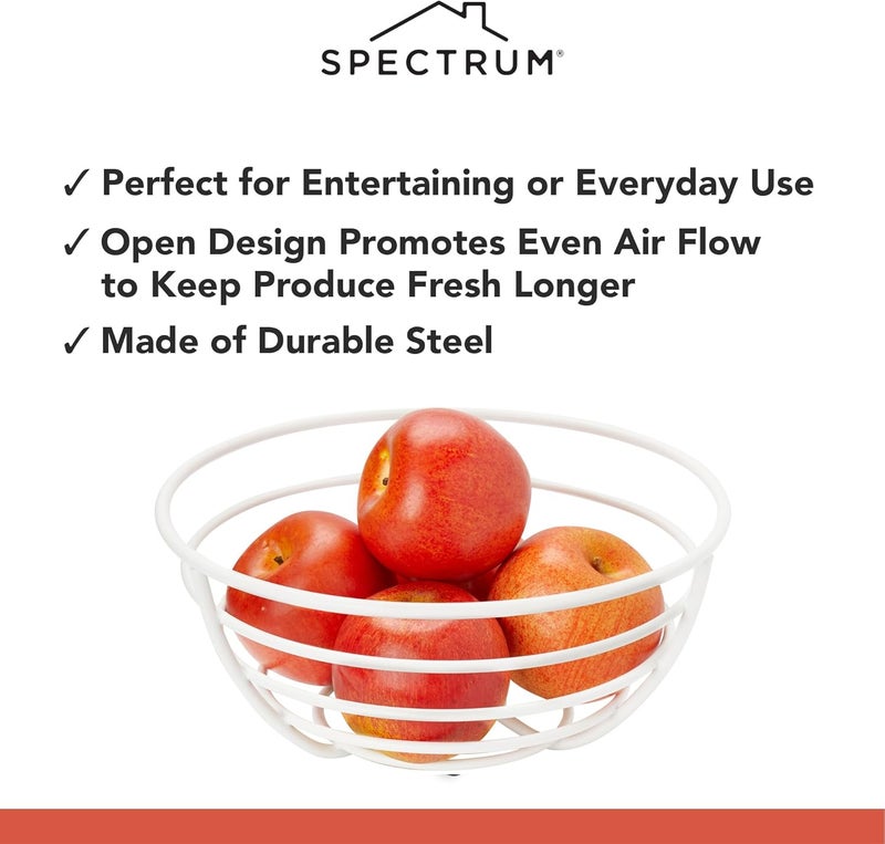 Spectrum Spectrum Euro Kitchen Countertop Wire Fruit Bowl  Basket for Fruits Vegetables Breads Pastries Matte white  - Image 3