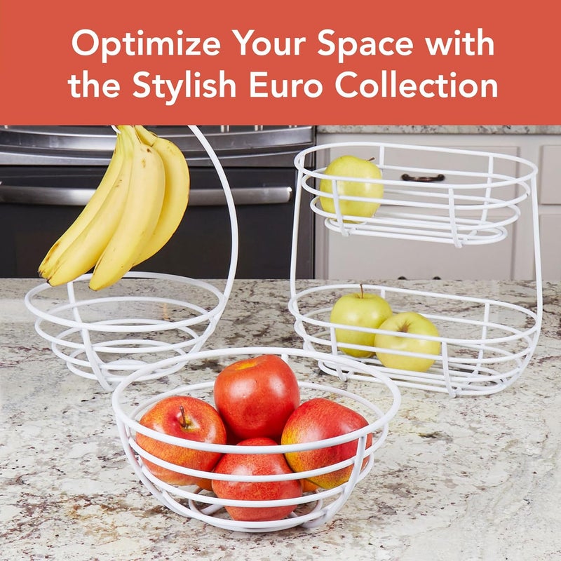 Spectrum Spectrum Euro Kitchen Countertop Wire Fruit Bowl  Basket for Fruits Vegetables Breads Pastries Matte white  - Image 2
