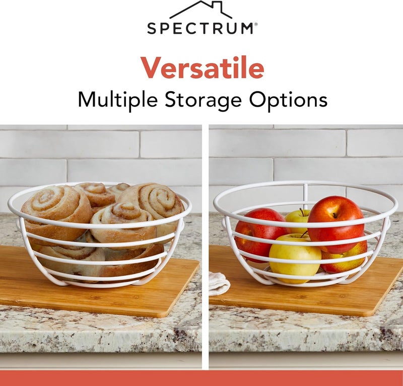Spectrum Spectrum Euro Kitchen Countertop Wire Fruit Bowl  Basket for Fruits Vegetables Breads Pastries Matte white  - Image 5