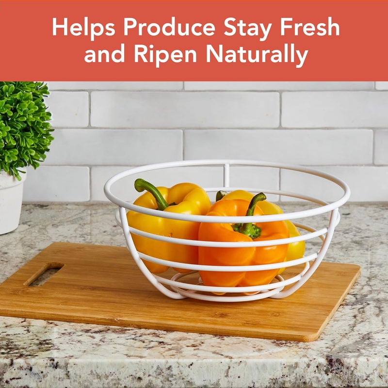 Spectrum Spectrum Euro Kitchen Countertop Wire Fruit Bowl  Basket for Fruits Vegetables Breads Pastries Matte white  - Image 4