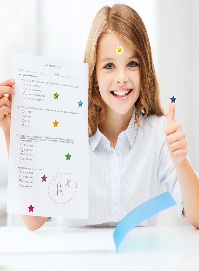 Leezead 6000 Pieces Happy Face Star Stickers, Small Smile Star Stickers Colorful Reward Star Stickers Happy Face Stickers Small Star Stickers Behavior Chart Stickers for Student Teachers Supplies - Image 2