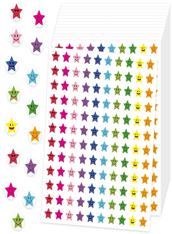 Leezead 6000 Pieces Happy Face Star Stickers, Small Smile Star Stickers Colorful Reward Star Stickers Happy Face Stickers Small Star Stickers Behavior Chart Stickers for Student Teachers Supplies - Image 1