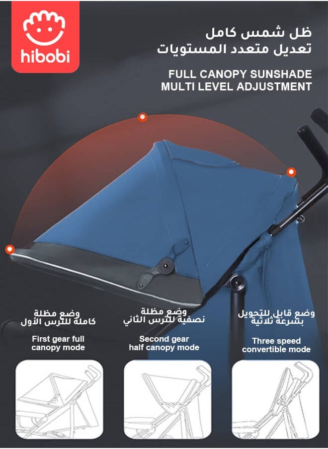 hibobi Lightweight Stroller With One-Touch Brake System And Multi-Position Reclining Padded Seat  - Image 4
