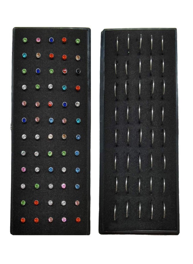 تورنيتو مجموعة تورنيتو من 100 قطعة من حلقات الأنف المصنوعة من الفولاذ المقاوم للصدأ، مرصعة بأحجار الزركونيا المكعبة متعددة الألوان، مقاس 2.5 مم، وزن 20 غرام. - Image 1