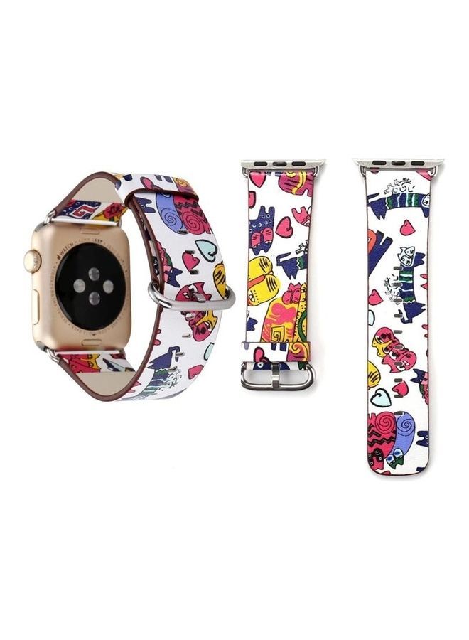 NIBEMINENT Fashion Pattern Genuine Leather Wrist Watch Band For Apple Series 1/2/3 38mm Multicolour - Image 1