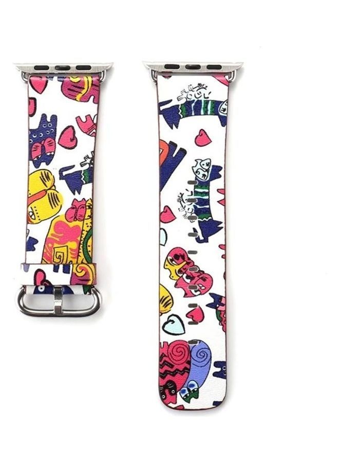 NIBEMINENT Fashion Pattern Genuine Leather Wrist Watch Band For Apple Series 1/2/3 38mm Multicolour - Image 2