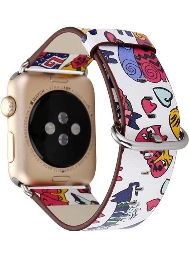 NIBEMINENT Fashion Pattern Genuine Leather Wrist Watch Band For Apple Series 1/2/3 38mm Multicolour - Image 3