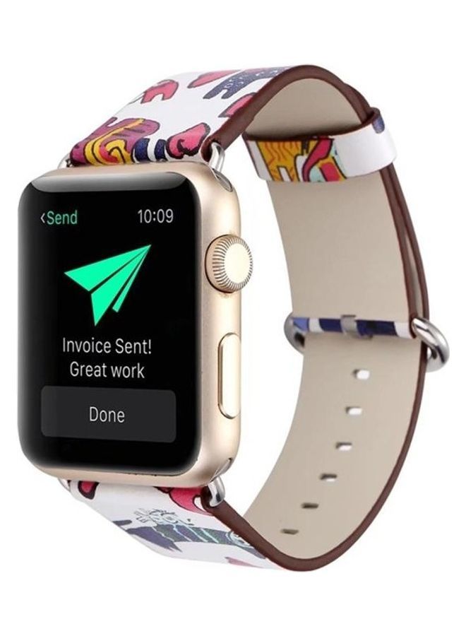 NIBEMINENT Fashion Pattern Genuine Leather Wrist Watch Band For Apple Series 1/2/3 38mm Multicolour - Image 4
