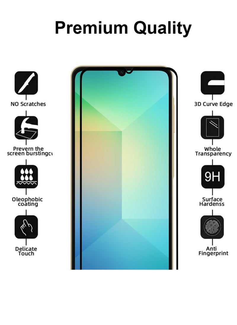 For Samsung Galaxy A06 Screen Protector – Edge to Edge Tempered Glass Screen Protector, High Transparency, Delicate Touch, Anti-Explosion, Smooth Arc Edges, Easy Installation