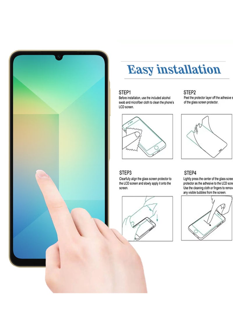 For Samsung Galaxy A06 Screen Protector – Edge to Edge Tempered Glass Screen Protector, High Transparency, Delicate Touch, Anti-Explosion, Smooth Arc Edges, Easy Installation