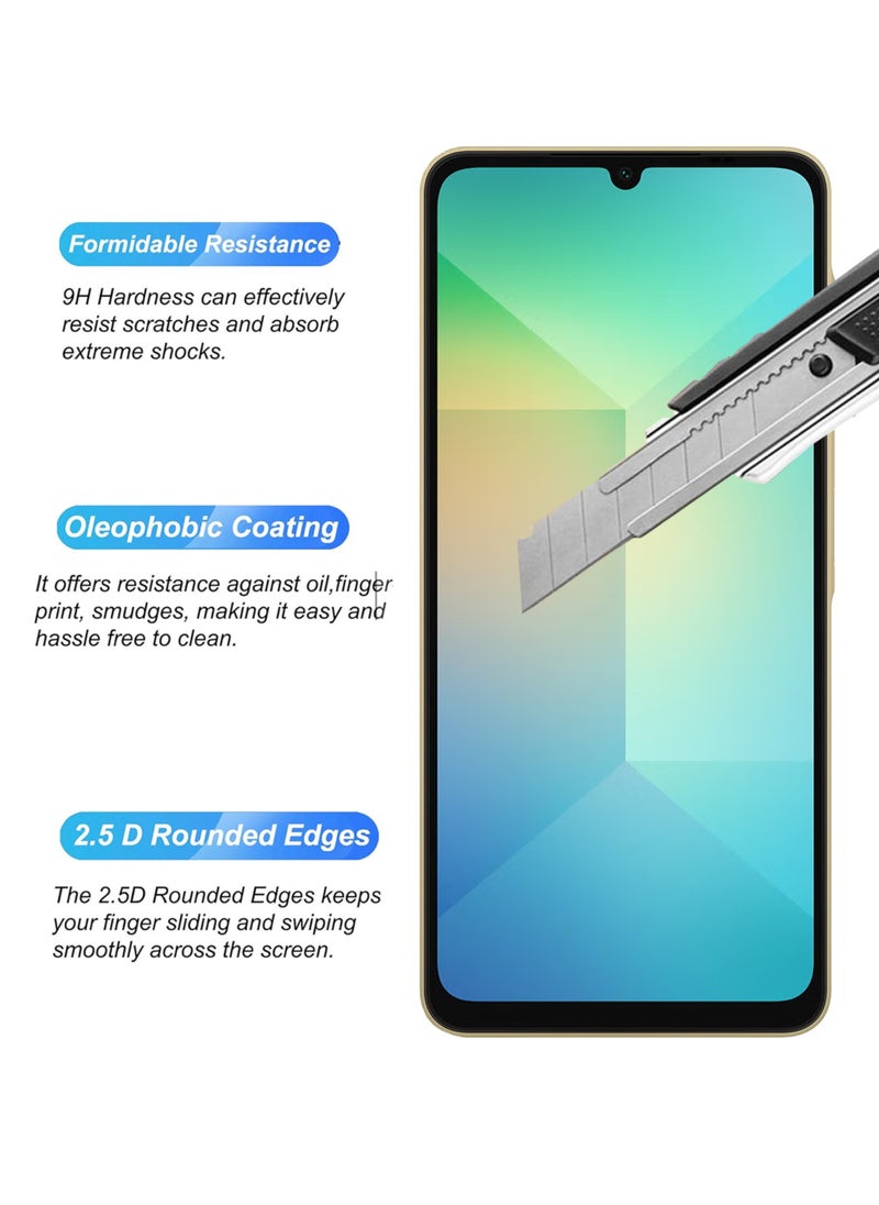 For Samsung Galaxy A06 Screen Protector – Edge to Edge Tempered Glass Screen Protector, High Transparency, Delicate Touch, Anti-Explosion, Smooth Arc Edges, Easy Installation