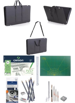 Glance Project Case Artificial Leather 40X55CM CANSON35X50 CM120 Grfaber Graded Pen Set 8 Pieces Cutting 