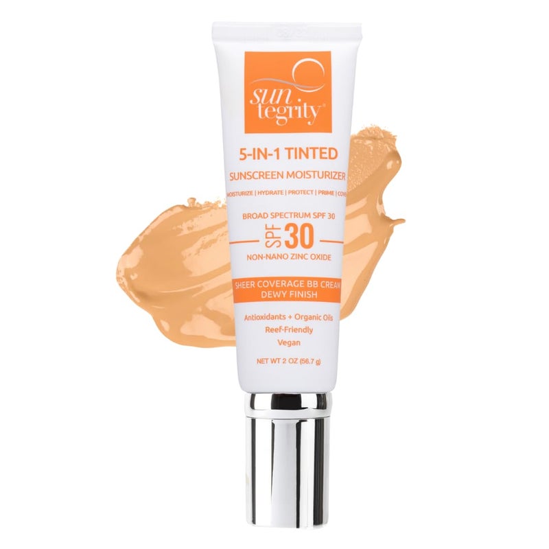 Suntegrity Tinted 5 in 1 Mineral Sunscreen for Face (SPF 30-2 oz) - Medium | BB Cream Moisturizer with Physical UVA/UVB Broad Spectrum Protection | Safe for Sensitive Skin - Image 2