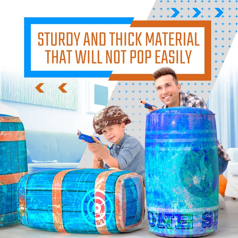Skywin Inflatable Battle Bunkers - 4 Pieces Combat Obstacles Set for Play and Laser Tag (Blue) - Image 4