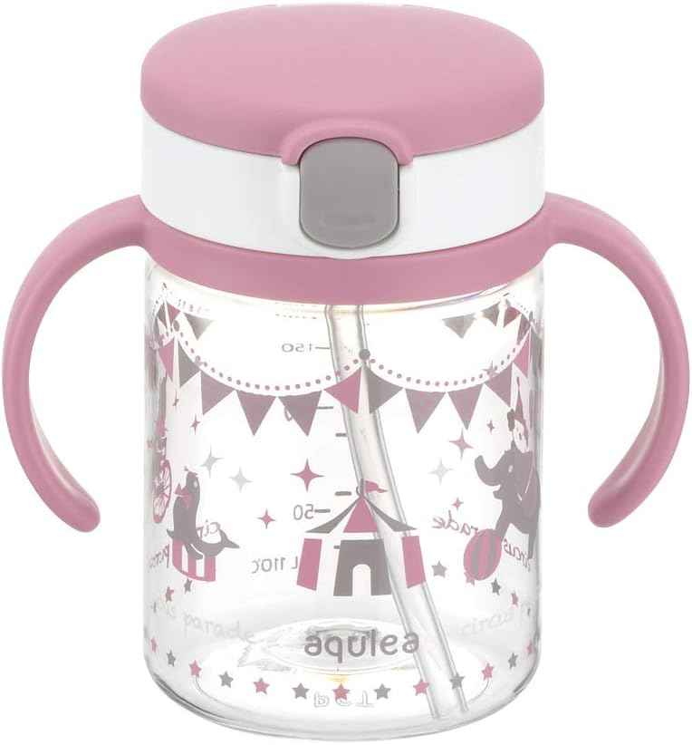 Richell Aqulea Outing Straw Mug 200ml Pink - Image 1