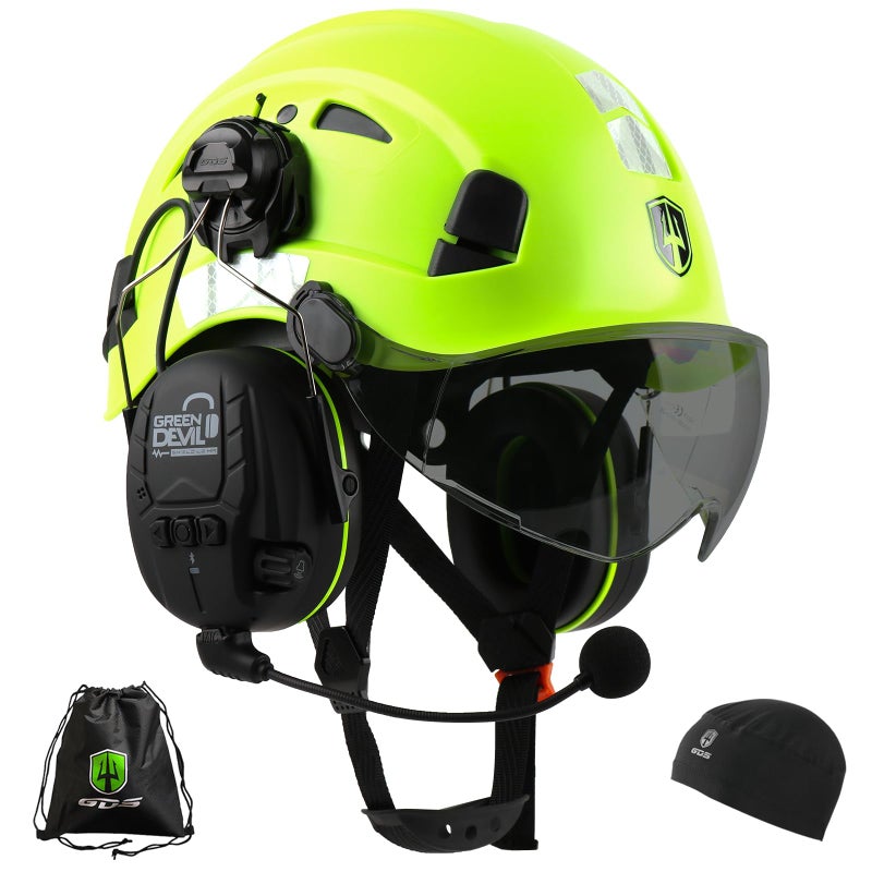 GREEN DEVIL Hard Hat with Bluetooth Ear Muffs and Visor Vented Work Safety Helmet for Men Women ANSI Z891 Approved Hardhat Cascos de Construccion Ideal for Industrial Construction - Image 2