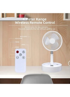 F1 Portable Wireless Foldable Fan & Bluetooth Speaker With Remote Control 7200mAh Battery White  - Image 2