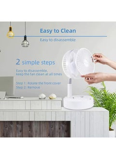F1 Portable Wireless Foldable Fan & Bluetooth Speaker With Remote Control 7200mAh Battery White  - Image 3