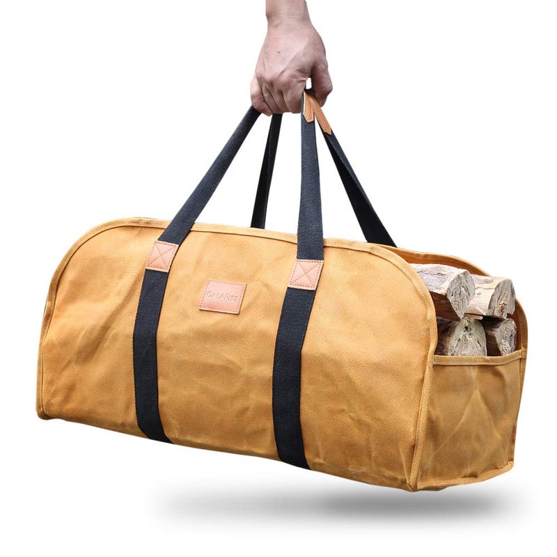 GALAFIRE Log Carrier for Firewood Waxed Canvas Durable Fireplace Wood Holder Tote Bag 23  10x 113