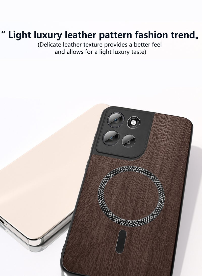 Wtech Motorola Moto G56 5G 2025 Wood Texture Strong Magnetic Case Plus Shell Shockproof Magsafe Hard PC Rear Case Cover (MCMPMN) - Walnut Wood - Image 2