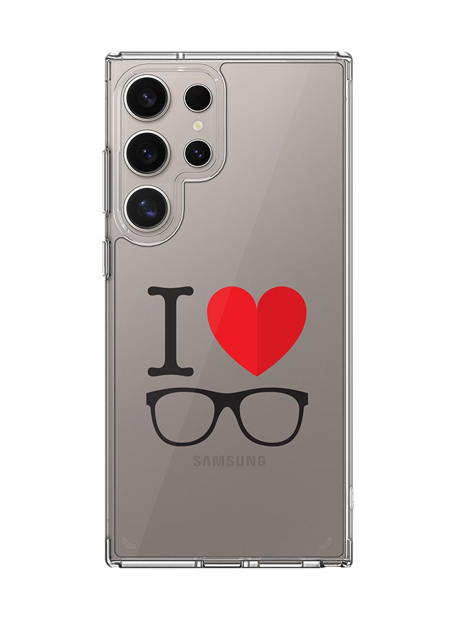 Stylizedd Classic Clear Case for Samsung Galaxy S25 Ultra , Hybrid Soft Case Flexible Edges Anti Drop TPU PC Gel Thin Transparent Cover - I Love Glasses - Image 1