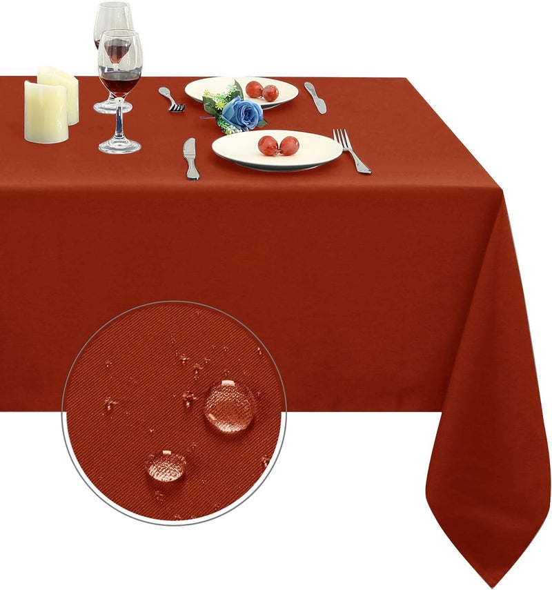 Obstal Global standard quality Rust Rectangle Table Cloth - Heavy Duty Water Resistance Polyester Tablecloth, Decorative Fabric Table Cover for Outdoor and Indoor Use, 60x84 Inch Medium weight - Image 1