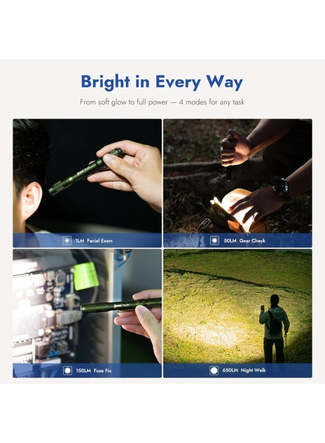 WUBEN PL01 Torch Light, 650 Lumens Pocket EDC Flashlight Rechargeable, Bright LED Pen Flashlight, IP68 Handheld Flash Lights, Compatible 2 AAA Battery for Home, Outdoor, Emergencies, Inspection - Image 4