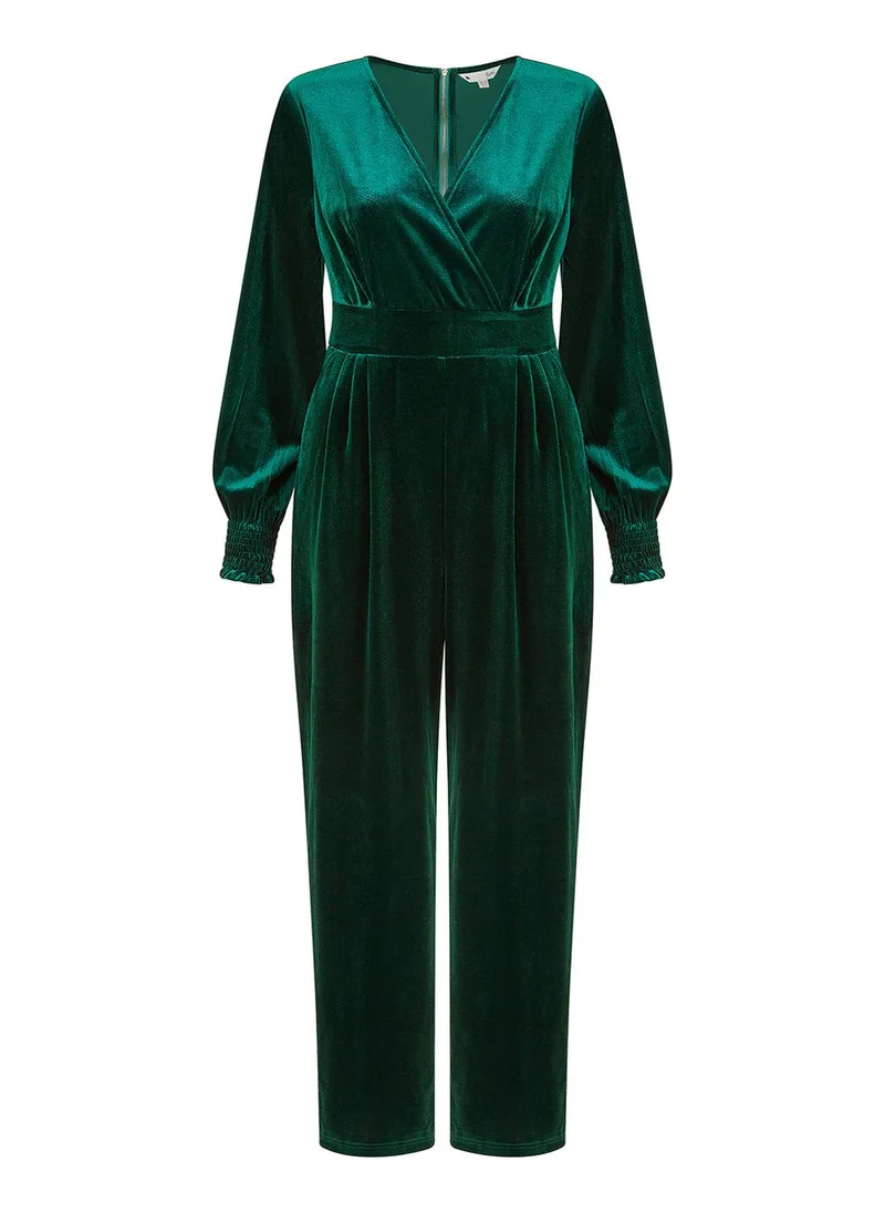 Yumi Green Velvet Long sleeve Jumpsuit