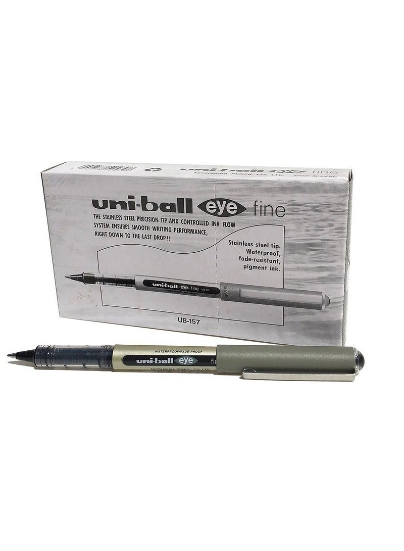 Uni-Ball Eye Fine UB-157 Roller Pen 0.7mm Black - Pack of 12
