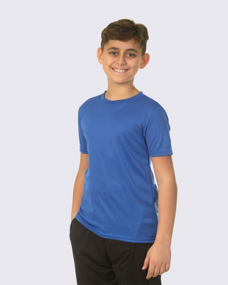 REALESSENTIALS Real Essentials 5 Pack: Youth Dry-Fit Wicking Active Athletic Performance Short Sleeve T-Shirt Boys & Girls Shirts-Set 11,Large (12-14) - Image 2