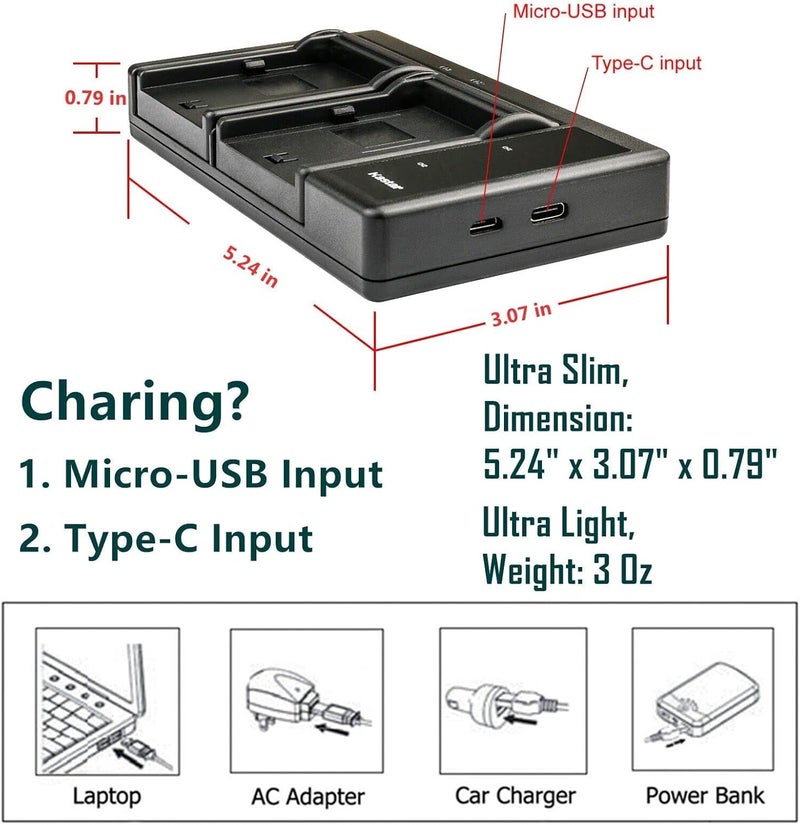 Kastar Kastar LTD2 USB Battery Charger Replacement for Leica BPSCL4 16062 Rechargeable LithiumIon Battery Leica BCSCL4 Charger Leica S Leica Q2 Leica SL Series Leica SL Typ 601 Camera  - Image 3