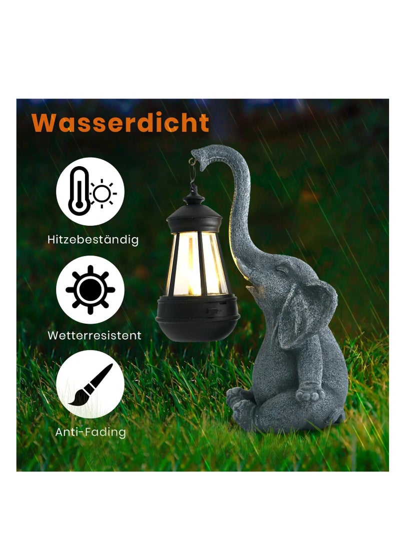 Excefore Elephant Decoration with Solar Lantern, Garden Figures for Outdoor Garden Decoration, Weatherproof LED Solar Elephant Lamp for Balcony Garden, Gifts for Women Men Mum Birthday Gift, Grey - Image 2