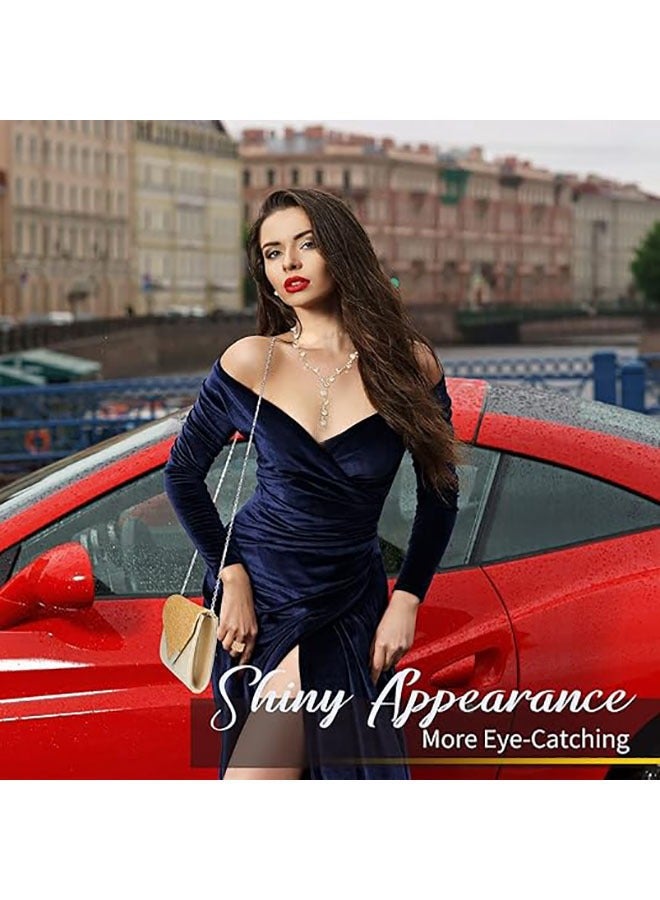Arabest 5 Pcs Purse Rhinestone Jewelry Set,Rhinestone Clutch Purse Bride Prom Jewelry Necklace Earrings Bracelets for Women,Suitable for Wedding,Party,Anniversary,Gold  - Image 5