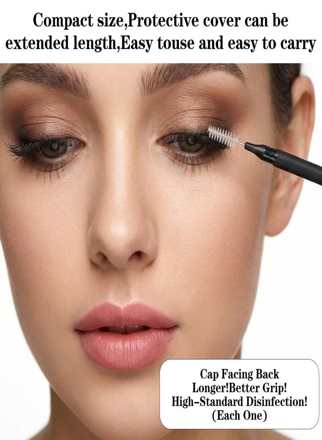 Heclia Hecila 100 Pcs Micro Eyebrow Brush with Cap Braces Brush for Cleaner Eyebrow Spoolie Brow Eyelash Lamination Brushes Lash Lift Tool for Brows and Lashes Comb Extensions - Image 4