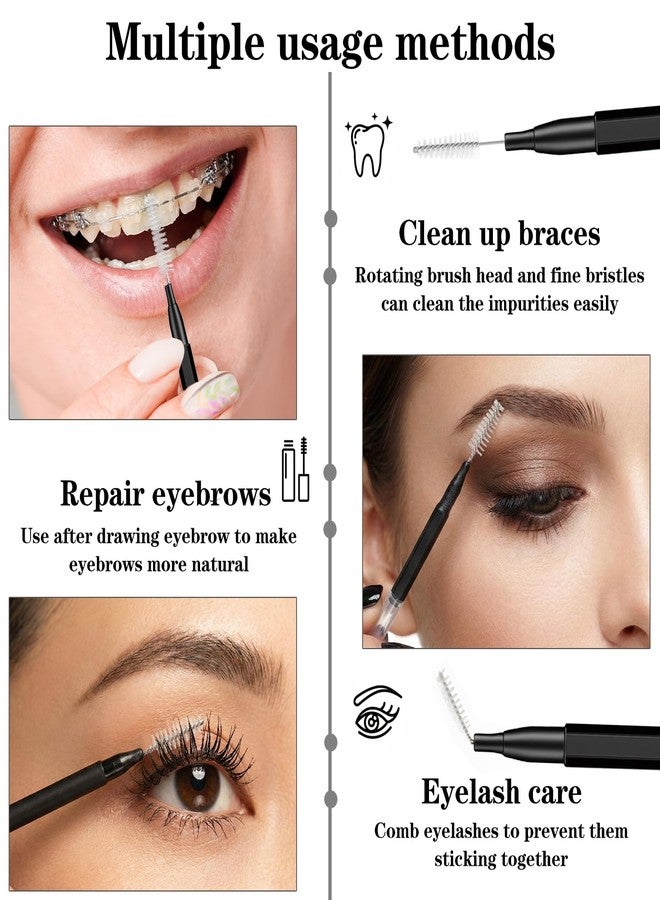 Heclia Hecila 100 Pcs Micro Eyebrow Brush with Cap Braces Brush for Cleaner Eyebrow Spoolie Brow Eyelash Lamination Brushes Lash Lift Tool for Brows and Lashes Comb Extensions - Image 3