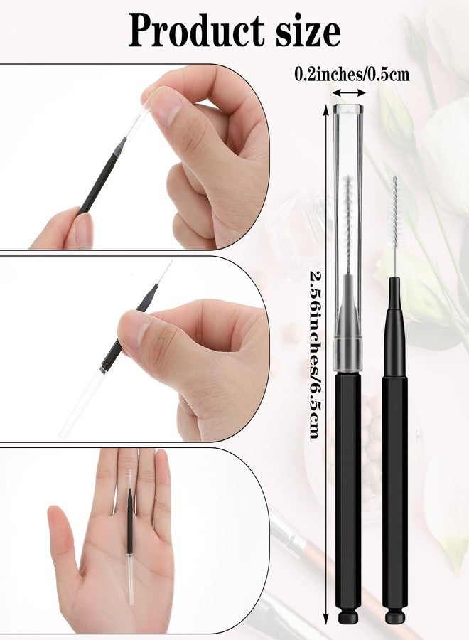 Heclia Hecila 100 Pcs Micro Eyebrow Brush with Cap Braces Brush for Cleaner Eyebrow Spoolie Brow Eyelash Lamination Brushes Lash Lift Tool for Brows and Lashes Comb Extensions - Image 2