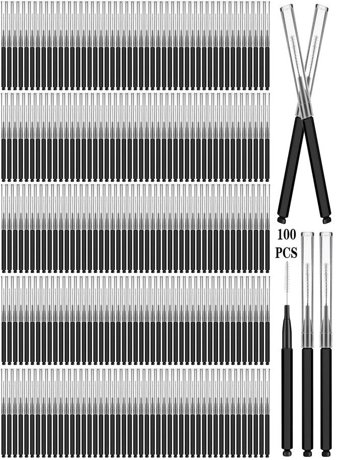 Heclia Hecila 100 Pcs Micro Eyebrow Brush with Cap Braces Brush for Cleaner Eyebrow Spoolie Brow Eyelash Lamination Brushes Lash Lift Tool for Brows and Lashes Comb Extensions - Image 1