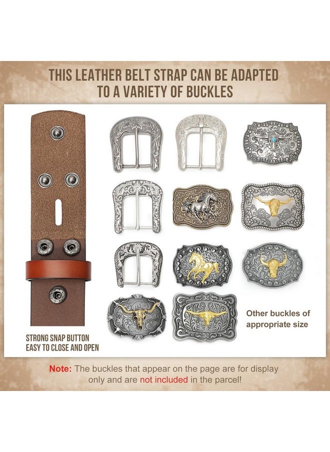 XZQTIVE - Men Women Cowboy Cowgirl Belt Strap Leather Western Belt Strap With Bullfloral Engraved For Jeans Pants 1.5'' Wide Sunflower Brown Fits Wasit Size 3034 Inches - Image 1