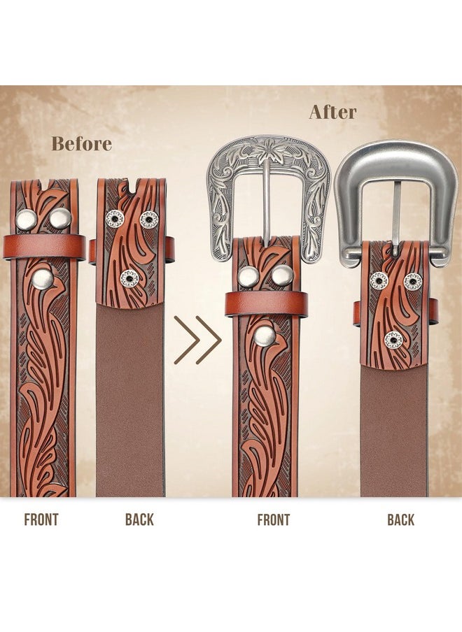 XZQTIVE - Men Women Cowboy Cowgirl Belt Strap Leather Western Belt Strap With Bullfloral Engraved For Jeans Pants 1.5'' Wide Sunflower Brown Fits Wasit Size 3034 Inches - Image 1